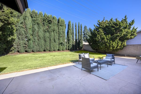 Fullerton Single Level Cul-De-Sac Home – 707 San Ramon Drive, Fullerton, CA 92835 - Patio with Angled View of Backyard