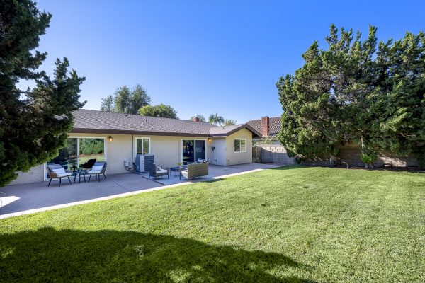 Fullerton Single Level Cul-De-Sac Home – 707 San Ramon Drive, Fullerton, CA 92835 - Back Yard with House Angled View