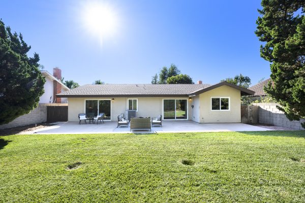 Fullerton Single Level Cul-De-Sac Home – 707 San Ramon Drive, Fullerton, CA 92835 - Back Yard with House Front View