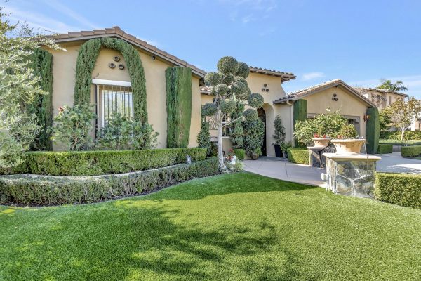 Tuscan-Inspired Olinda Ranch Villa – 467 Tangerine Place, Brea, CA 92823 - Angled View of Front Lawn and Home from Lawn