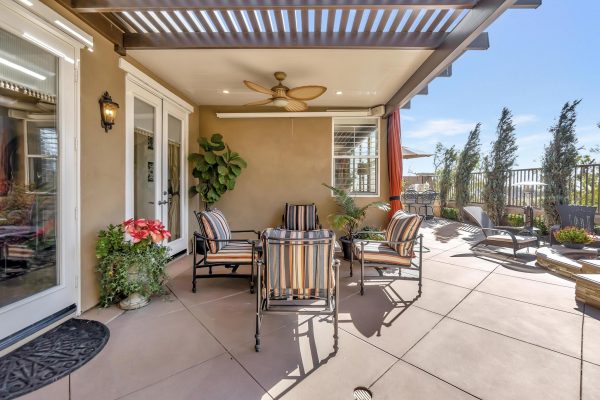 Tuscan-Inspired Olinda Ranch Villa – 467 Tangerine Place, Brea, CA 92823 - View of Patio Dining Area next to French Doors