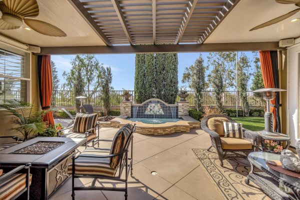 Tuscan-Inspired Olinda Ranch Villa – 467 Tangerine Place, Brea, CA 92823 - View of Pool from Patio Entrance