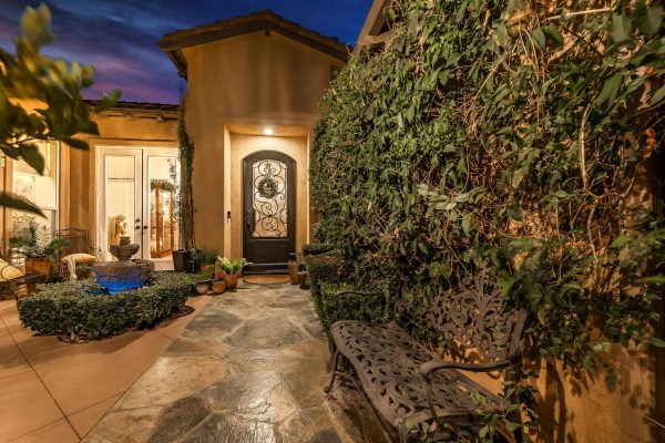 Tuscan-Inspired Olinda Ranch Villa – 467 Tangerine Place, Brea, CA 92823 - View of Front Entrance with Wall and Fountain