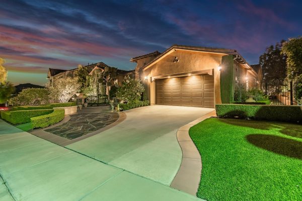 Tuscan-Inspired Olinda Ranch Villa – 467 Tangerine Place, Brea, CA 92823 - Angled View of Garage and Driveway