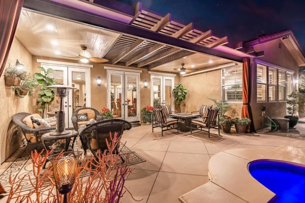 Tuscan-Inspired Olinda Ranch Villa – 467 Tangerine Place, Brea, CA 92823 - Back Patio/Entrance View with Part of Roof
