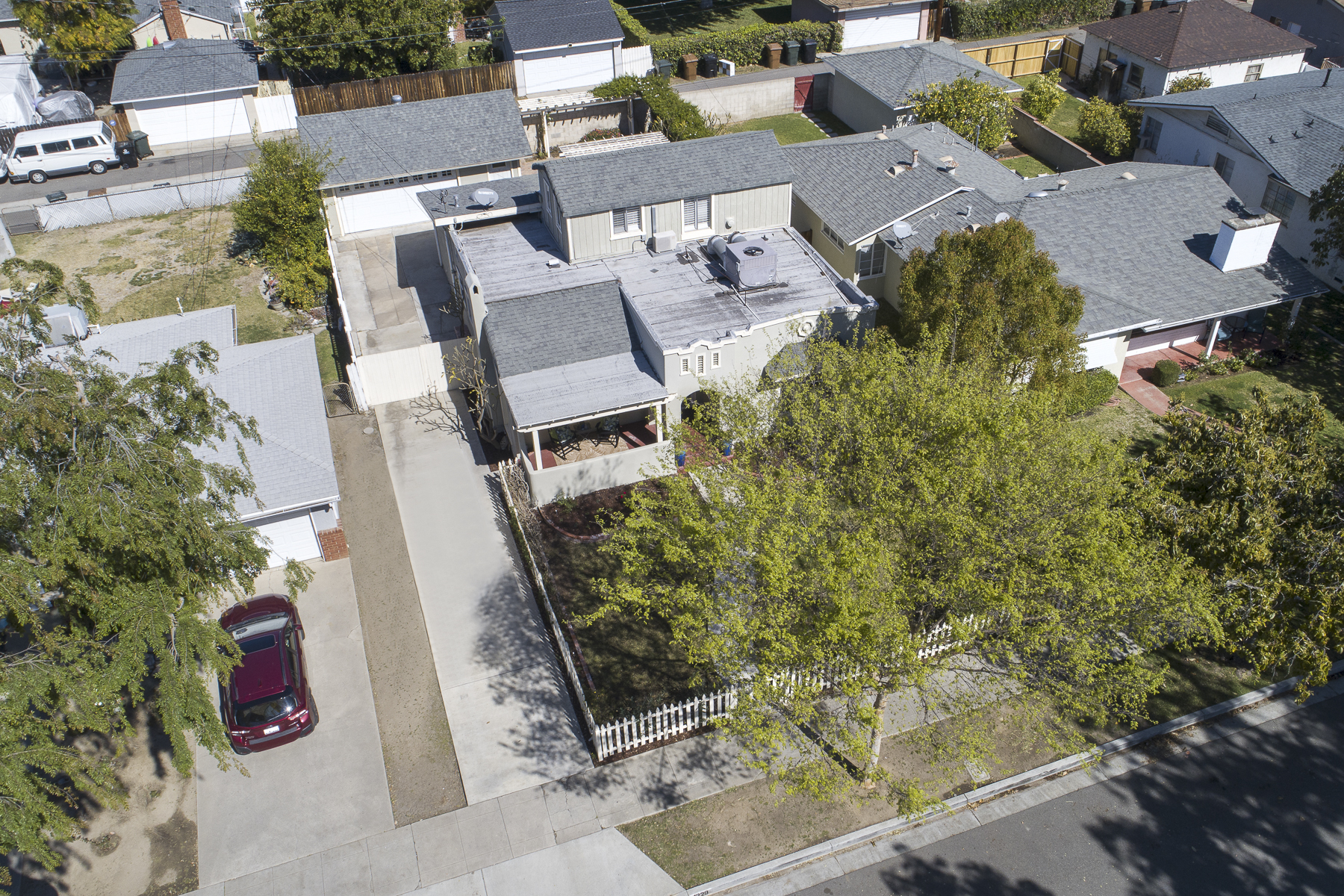 1229 Grove Place Fullerton CA 92831: Aerial view of property from the front