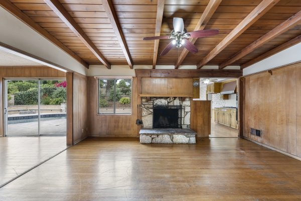 501 Dorothy Drive: Living room view with peripheral views of kitchen and dining room