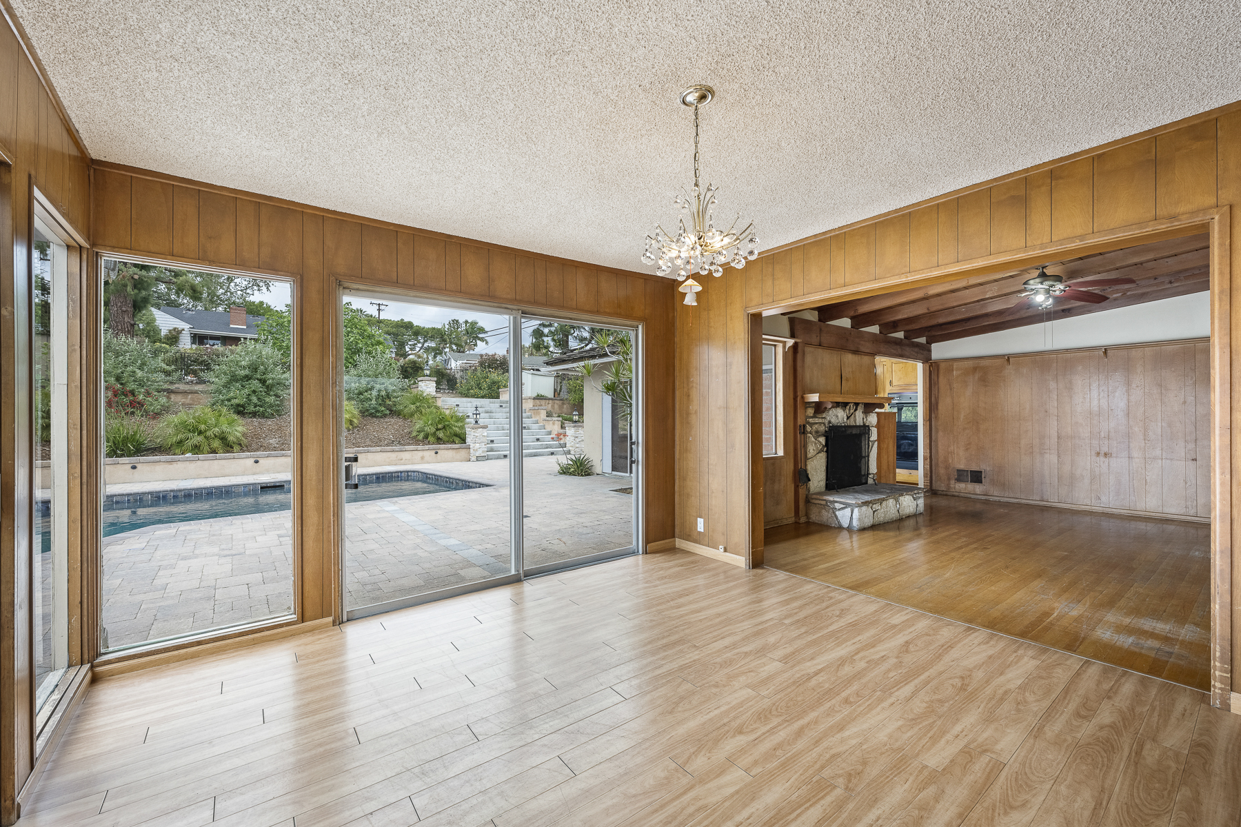 501 Dorothy Drive: Dining room with view of patio and pool