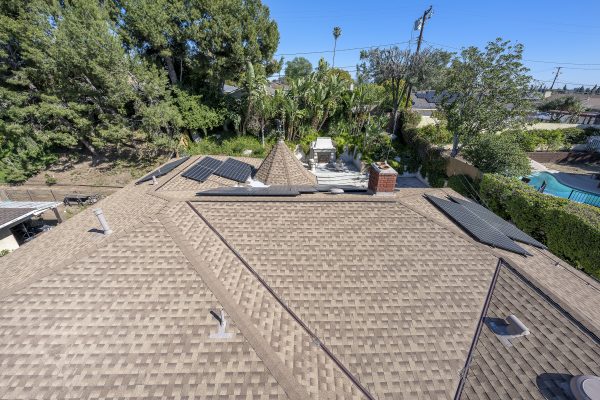806 N. Adlena Drive, Fullerton, CA 92833: Aerial view of full roof, solar panels.