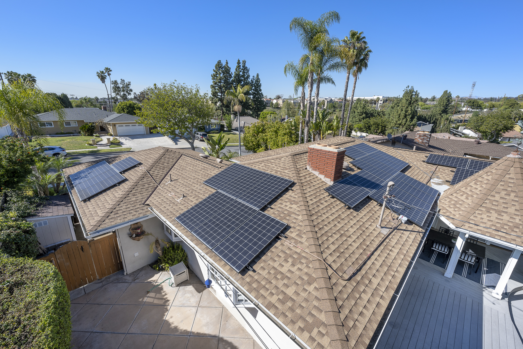 806 N. Adlena Drive, Fullerton, CA 92833: Aerial view of roof, solar panels.