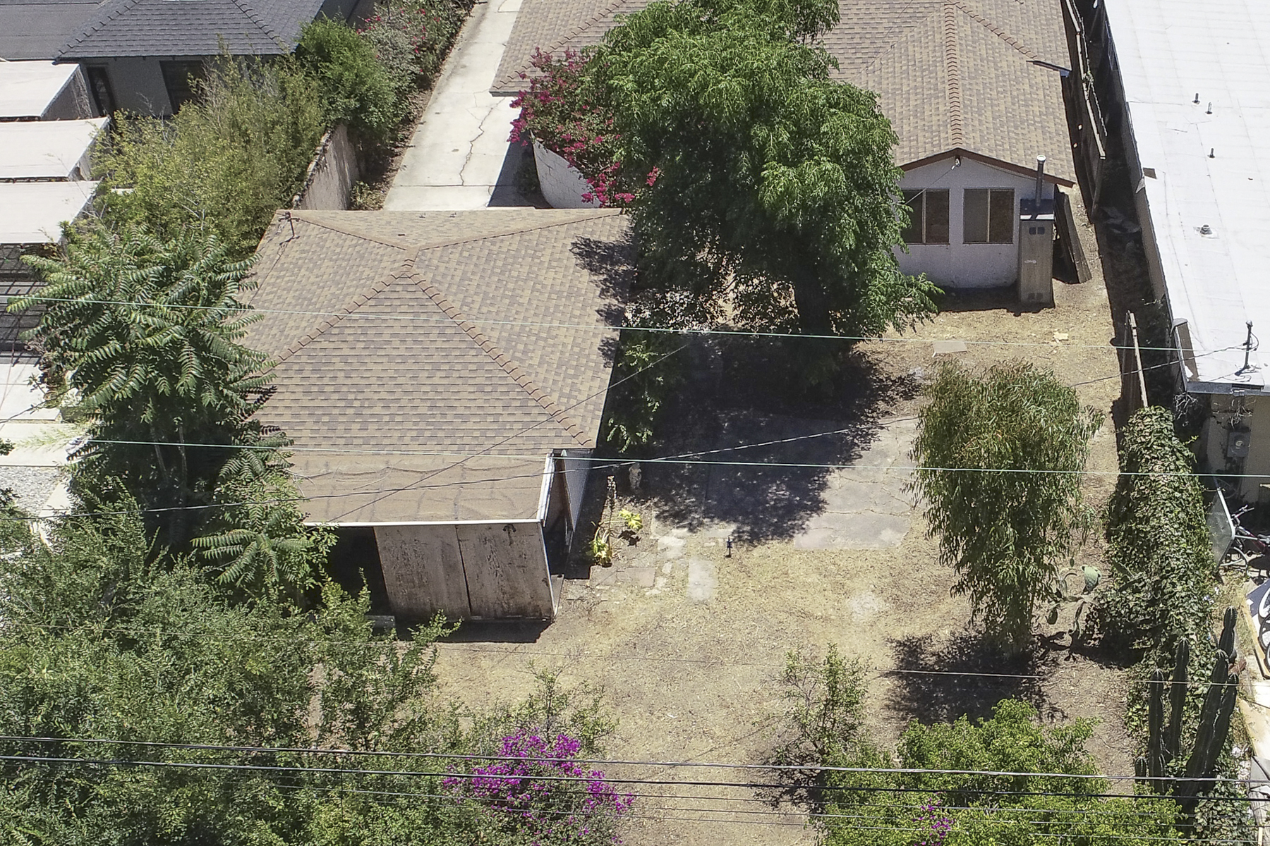 319 E. Francis Ave, La Habra, CA 90631: Aerial view, backyard and detached garage.