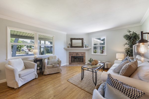 411 Truman Ave, Fullerton, CA 92832: Living Room with fireplace.