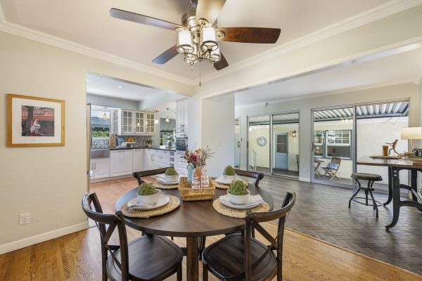 411 Truman Ave, Fullerton, CA 92832: Dining area off of kitchen with ceiling fan.