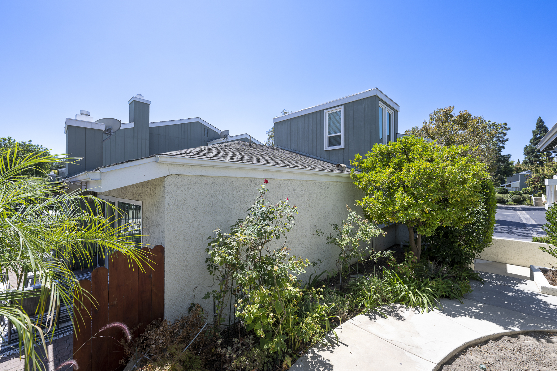 3424 Pinebrook Costa Mesa CA 92626: Backyard of the house with sidewalk.